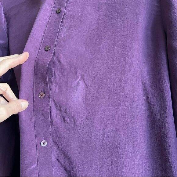 Eileen Fisher Silk Button Down Tunic Shirt - Picture 10 of 13